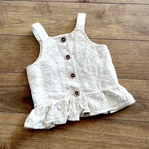 kids jessica simpson cream floral embroidered peplum top